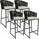 Kit 04 Banqueta Para Área Gourmet Cozinha Varanda Corda Náutica Sunset D04 Preto - Lyam Decor