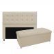 Kit Cabeceira e Calçadeira Copenhague 160 cm Queen Size Suede Bege - Amarena Móveis