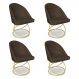 Kit 04 Cadeiras Poltrona de Jantar Bela Suede Marrom Base Metálica Luxo Dourado - Pallazio