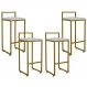 Kit 04 Banquetas Altas Para Cozinha Sala De Jantar Hanna L02 Dourado Linho Cinza - Lyam Decor