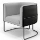 Poltrona Decorativa Fixa Base Aço Preto Betina D02 Linho Cinza C-315 Corano Preto - Lyam Decor