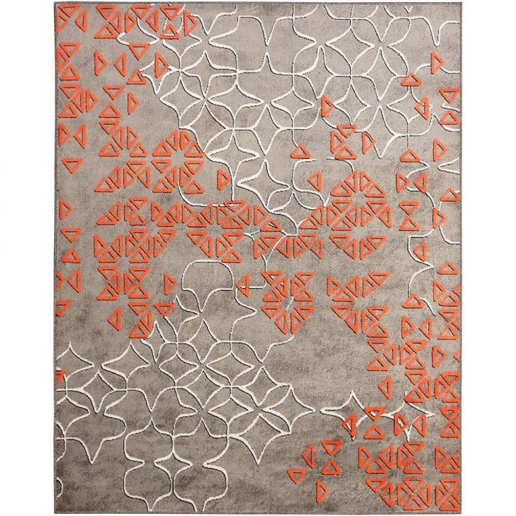 Tapete New Look Magia Retangular Veludo (200x250) Cinza e Laranja