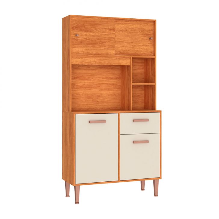 Armário de Cozinha Dália 4 Portas 1 Gaveta Cinamomo e Off White