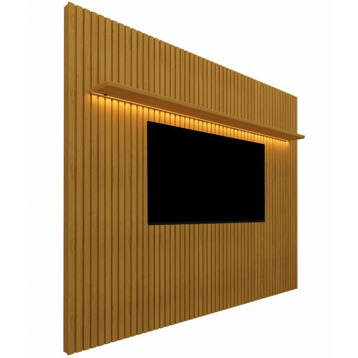 Painel para TV 1.8 Ripado com LED Nobre Naturale - Gelius Móveis