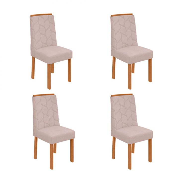 Conjunto com 4 Cadeiras Astrid Bouclé Bege e Amêndoa