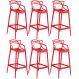 Kit 6 banquetas altas Masters Allegra 76 cm Vermelho