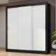 Guarda-Roupa Casal 3 Portas de Correr Preto/Branco Nobre Madesa