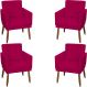Kit 4 Poltronas Para Sala Decorativas E Confortáveis Beatriz Com Base Suede Nude Pé Castanho - Clique E Decore