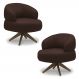 Kit 2 Poltronas Decorativas Katy Sala de Estar Base Giratória em Madeira Couro Marrom Chocolate G88 - Gran Belo