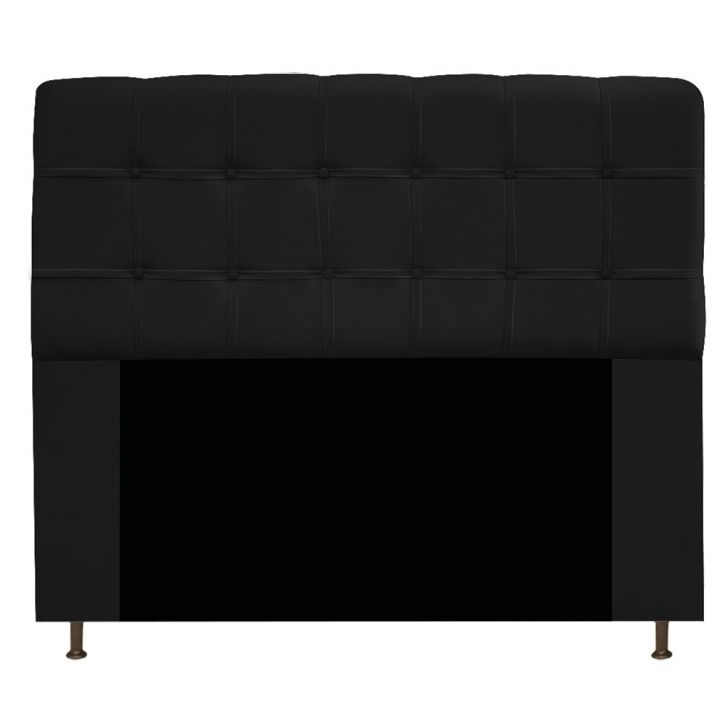 Cabeceira Estofada Mel 140 cm Casal Com Botonê  Suede Preto - Amarena Móveis