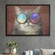 Quadro Decorativo Gato Cinza com Óculos de Praia-34x49Cm