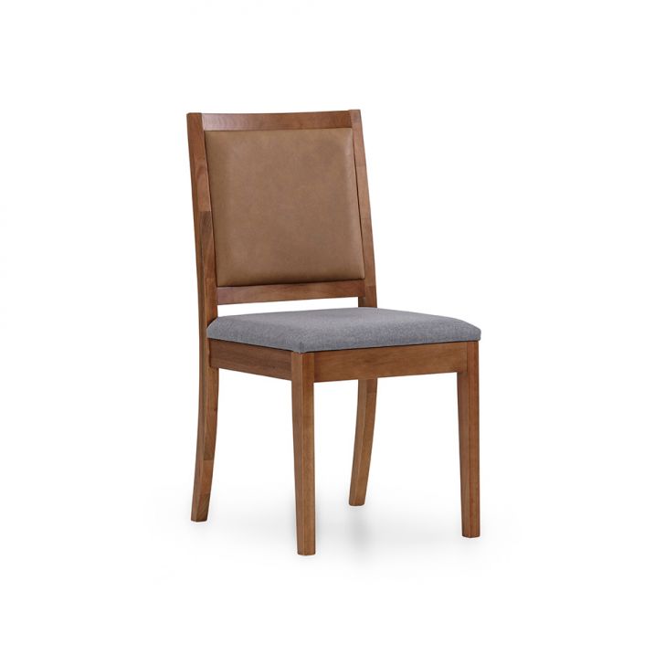 Cadeira Burke Revestimento Linho Cinza e Caramelo