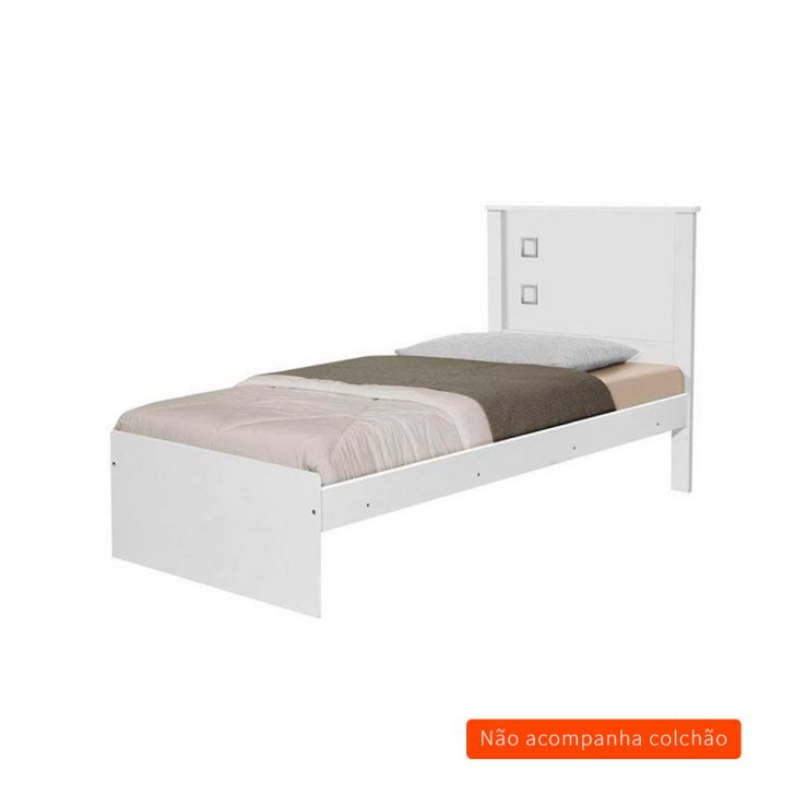 Cama Solteiro Barcelona Flex Branca e Preta