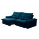 Image of Sofá 4 Lugares Retrátil e Reclinável Batam Veludo Azul FE691UP75RPKMOB