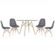 Mesa Eames com tampo de vidro 120 cm + 4 cadeiras estofadas Eiffel Botonê Cinza escuro