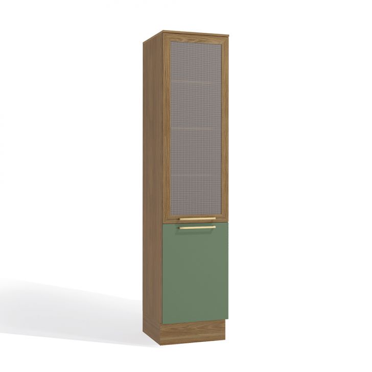 Paneleiro Botanic com Tela 2 Portas Nogueira e Verde Oliva