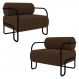 Poltrona Decorativa para Sala Industrial Kit 2 Kira Z08 Veludo Marrom - Mpozenato