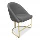 Cadeira Poltrona de Jantar Bela Linho Grafite Base Metálica Industrial Dourado - Pallazio