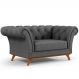 Sofá 2 Lugares Para Sala de Estar Império 150 cm D02 Linho Cinza Escuro C-416 - Lyam Decor