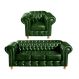 Conjunto Sofá 3 Lugares Chesterfield Capitonê E Poltrona Luís Xv - Couríssimo Verde