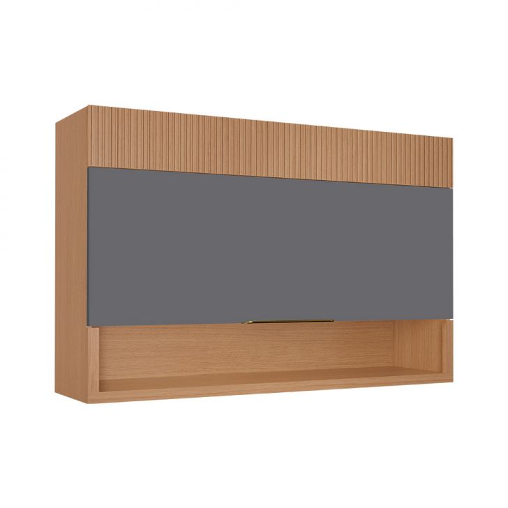 Armário Aéreo Realeza Premium 1 Porta Carvalho e Titânio