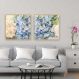 Quadro Tela Composição Hortência Moldura Bege 2X 60X60Cm