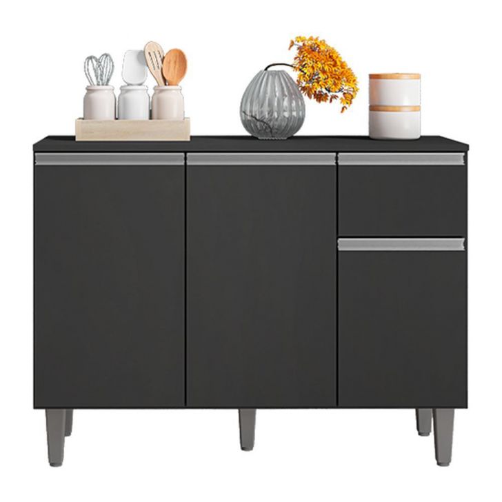 Balcão de Cozinha Vanessa 105cm Cinza com Tampo MDP - AJL Móveis