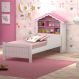 Cama de Solteiro Carvalho Branco/Rosa