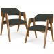 Kit 02 Cadeiras Para Sala de Jantar e Estar Living Estofada Suran L02 Linho Verde Musgo - Lyam