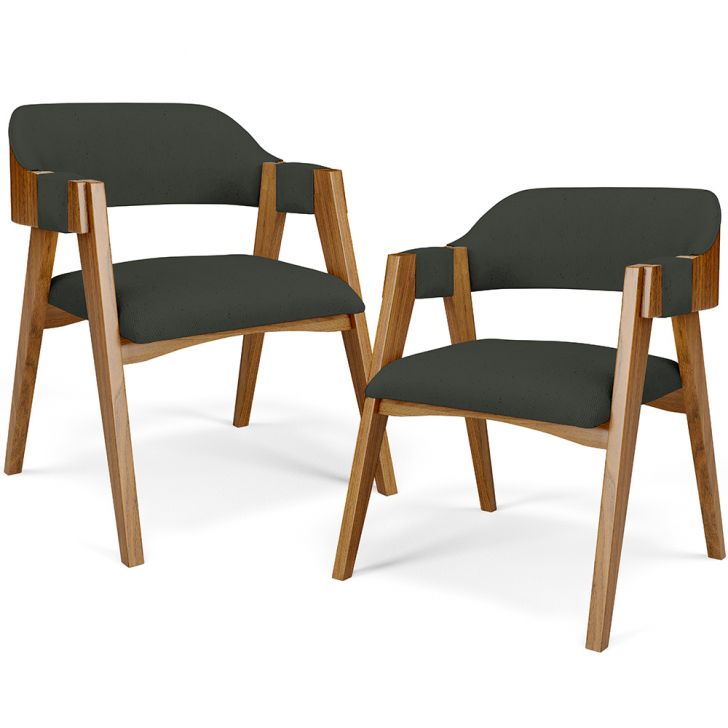 Kit 02 Cadeiras Para Sala de Jantar e Estar Living Estofada Suran L02 Linho Verde Musgo - Lyam