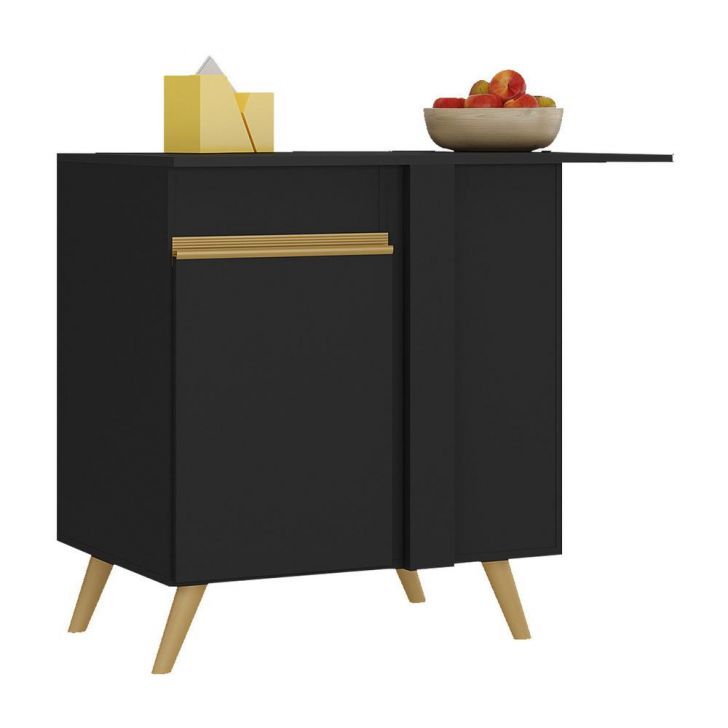 Balcão Cozinha de Canto 1 Porta Veneza Multimóveis V3743 Preto/Dourado