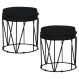 Kit 2 Puffs Decorativo Sala de Estar Base Preto Chloe Veludo Preto - Gran Belo