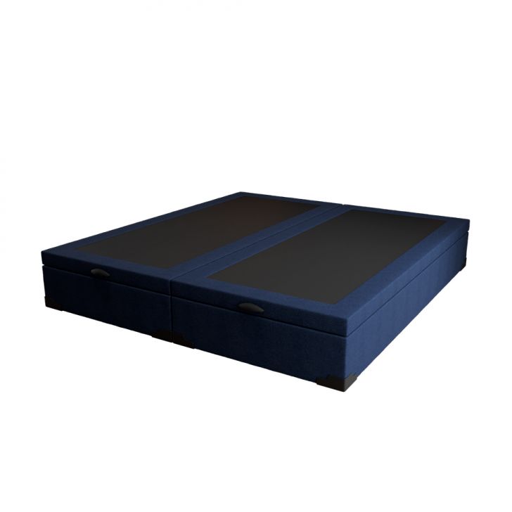 Base Para Cama Box Queen Guldi Com Baú Linho (47x158x198 Cm) Azul Marinho