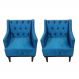 Kit 02 Poltronas Decorativa Clássica Capitonê Suede Azul Veludo - DS Móveis
