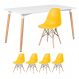Mesa de jantar retangular Eames 80 x 140 cm branco + 4 cadeiras Eiffel DSW Amarelo