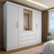 Guarda-Roupa Casal com Espelho Trevi 4 Portas 6 Gavetas Branco