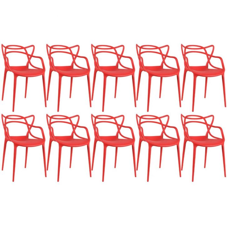 Kit 10 cadeiras Masters Allegra Vermelho