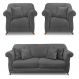 Kit 2 Poltronas e Sofá Living 2 Lugares 1,60m Vênus Suede Cinza Pés Castanho - Pallazio