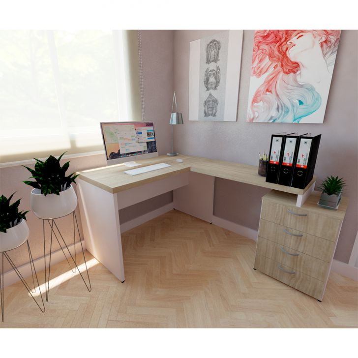 Escrivaninha Marchera 4 Gv Carvalho Mel E Branca