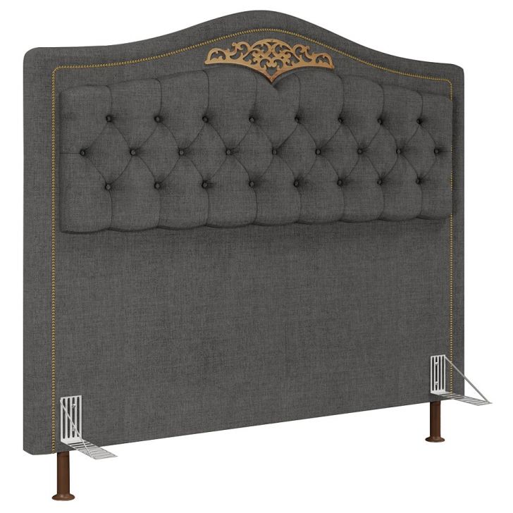 Cabeceira Cama Box Casal 140cm com Tachas Imperial J02 Linho Grafite - Mpozenato