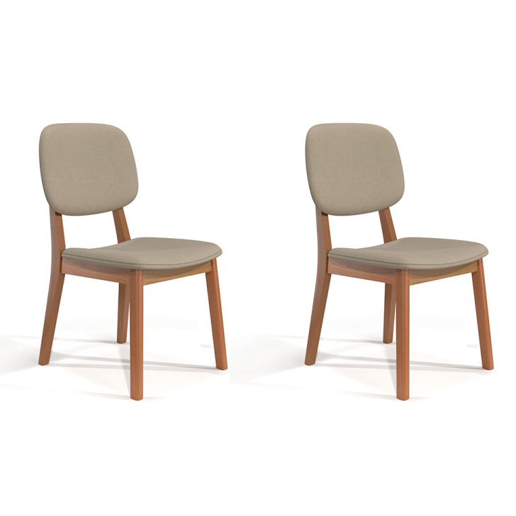 Conjunto com 2 Cadeiras Detroit Linho Areia e Nature