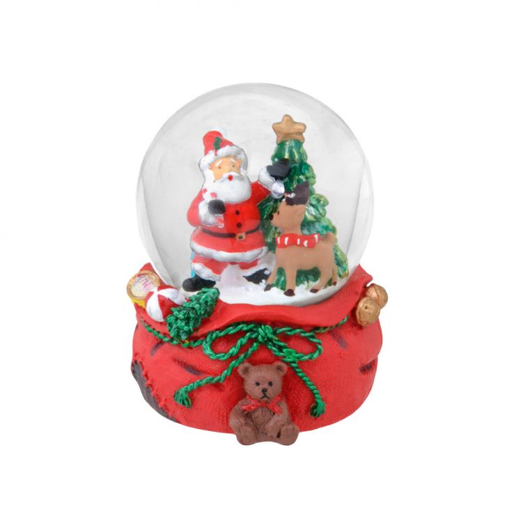 Enfeite Natalino Espressione Globo com Papai Noel Vermelho e Verde 08 cm