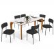 Mesa De Jantar Capri 160cm Off White Nature Com 6 Cadeiras Melina B05 Linho Chumbo - Lyam Decor