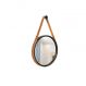 Espelho Decorativo Adnet Preto Alça Courino Rajada 30 Cm Redondo Preto/Rajado, 30 cm