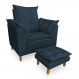 Poltrona de Amamentação com Puff Laura Suede Azul Marinho - Pallazio