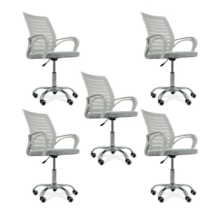 Kit 5 Cadeiras de Escritório Secretaria Diretor Roma Ergonômica - Branca