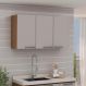 Armário aéreo 120cm 3 Portas Ebano / Fendi