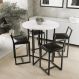 Conjunto Mesa Redonda Branca 4 Cadeiras Pequena Estofado Industrial Black e Preto