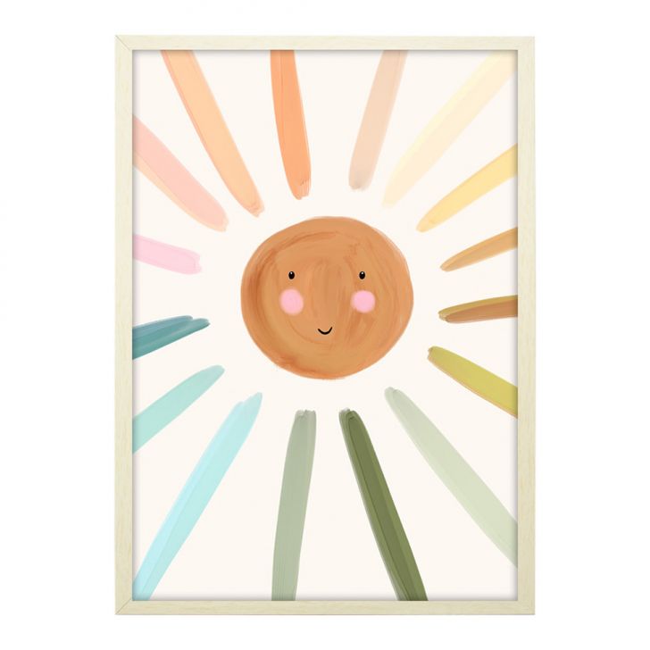 Quadro Infantil Sol sem Vidro Colorido 20x30 cm