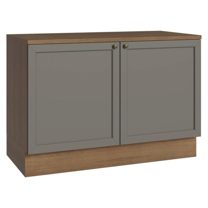 Balcão de Cozinha 120 cm 2 Portas Rustic/Cinza Vik Madesa